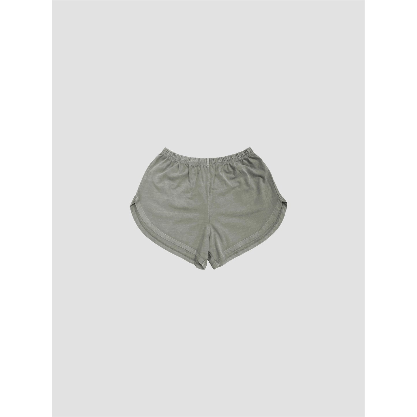 High-Waist Mineral Washed Cotton Jersey Dolphin Short (Sage Green)