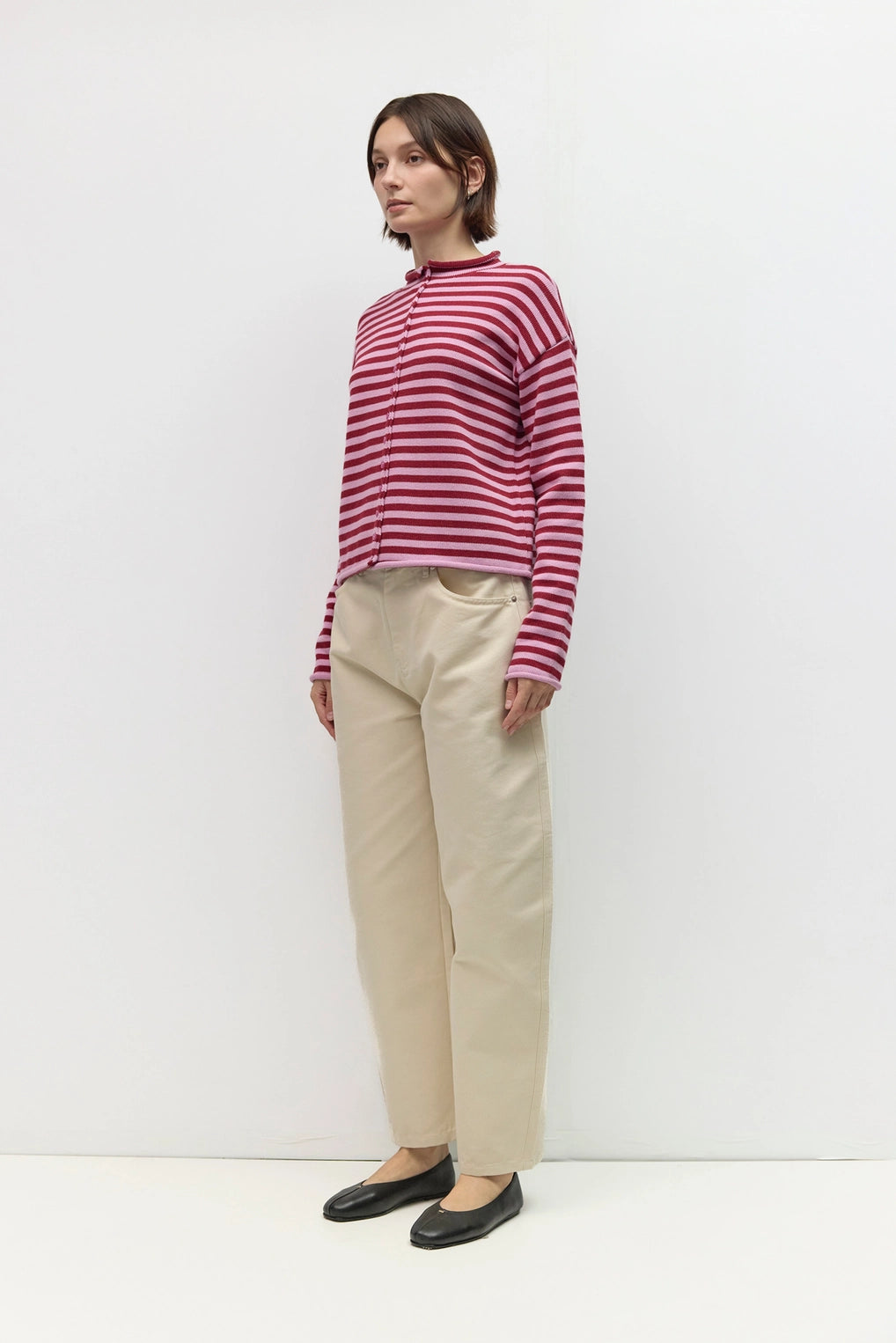 Lilac/Burgundy Cecelia Striped Cardigan