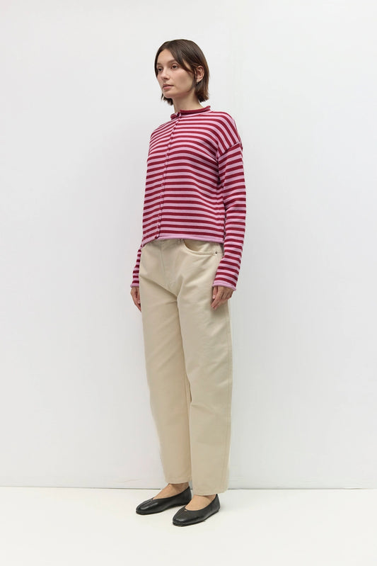 Lilac/Burgundy Cecelia Striped Cardigan