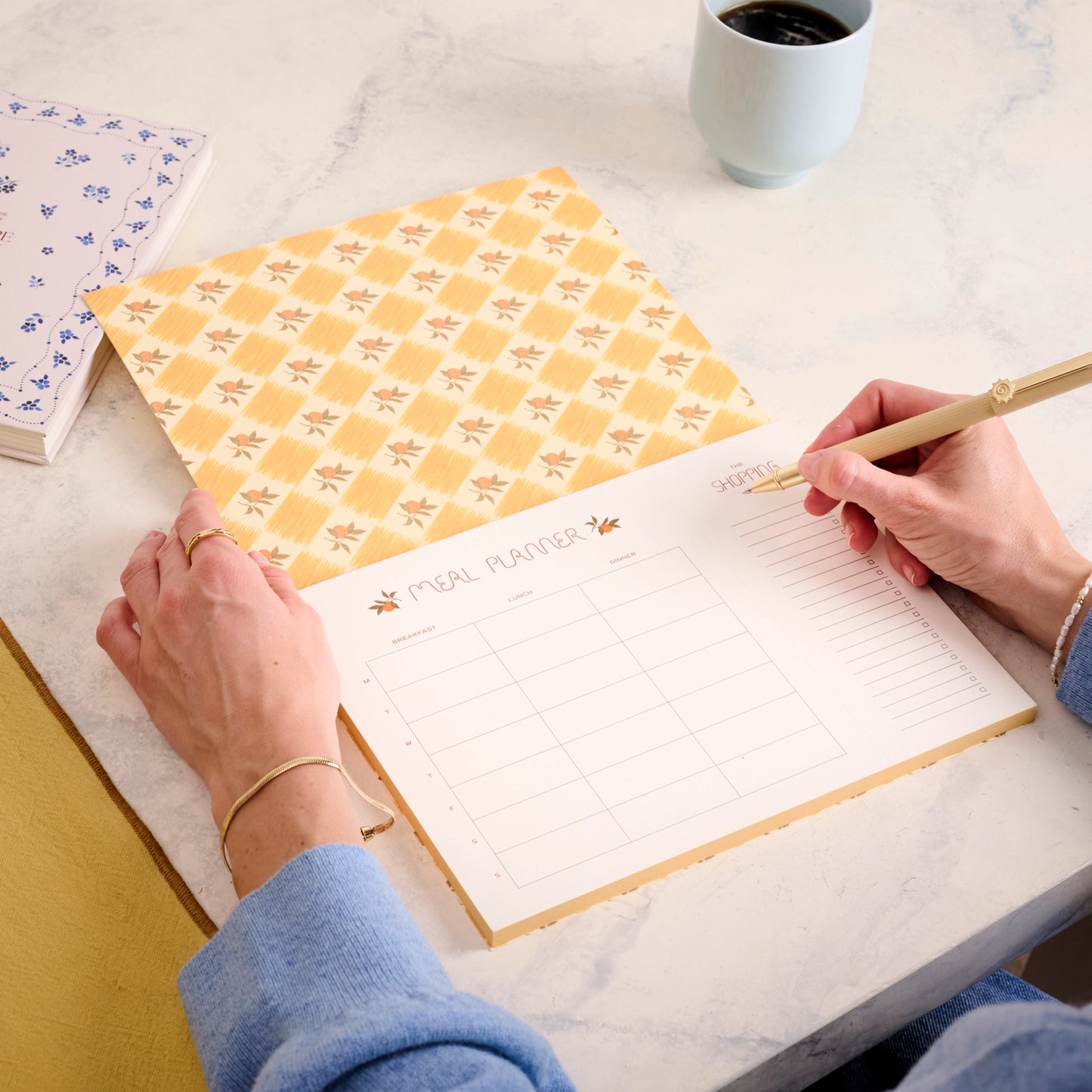 Undated Weekly Meal Planner & Grocery List - Orange Check