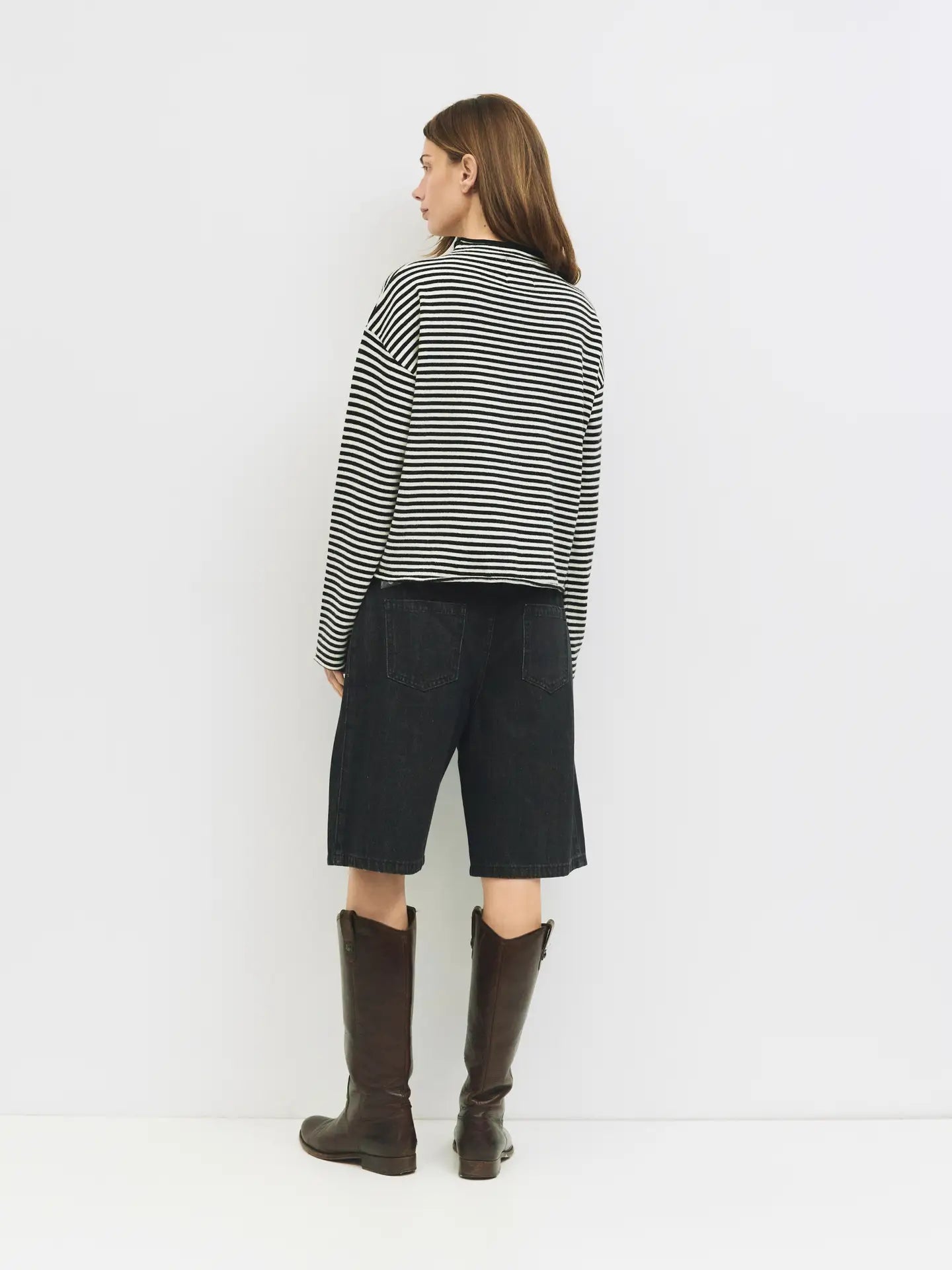 Black and Cream Striped Button Cardigan