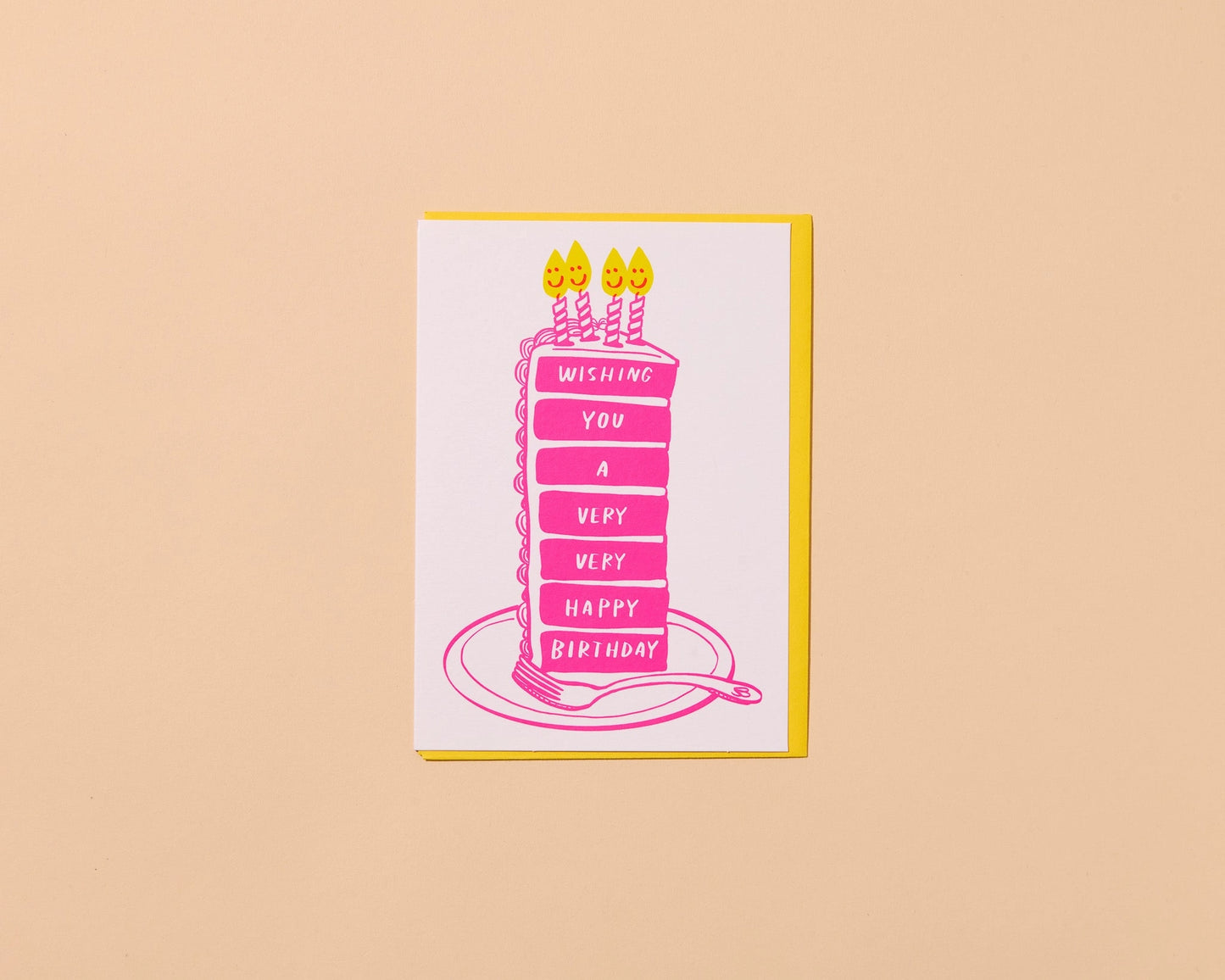 Wishing You A Very Happy Cake Letterpress Birthday Card - Made in USA