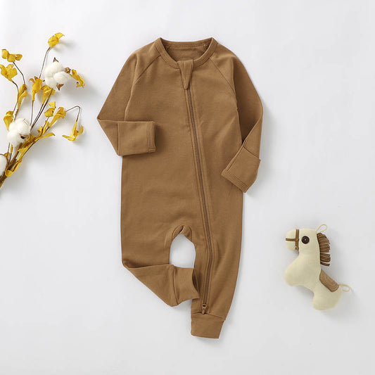 Organic Baby Zipper Sleeper in Almond | Baby Boy, Baby Girl