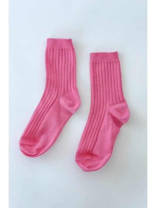 Her Socks - Mercerized Combed Cotton Rib (Bright Pink)