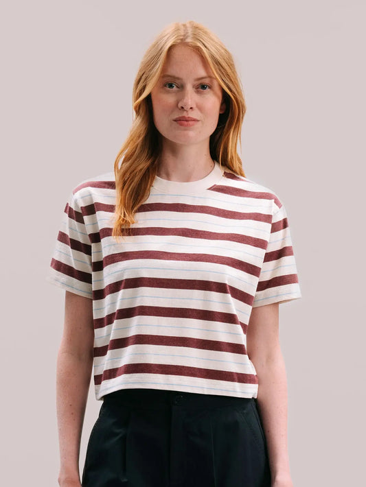 The Recycled Red Stripe Crop Tee