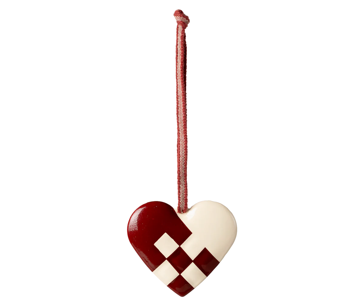 Metal ornament, Small heart - Red