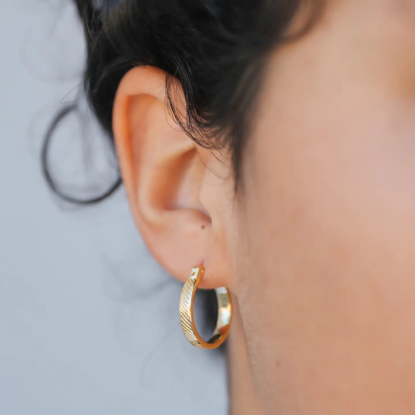Gold Hoop - Textured - Earrings