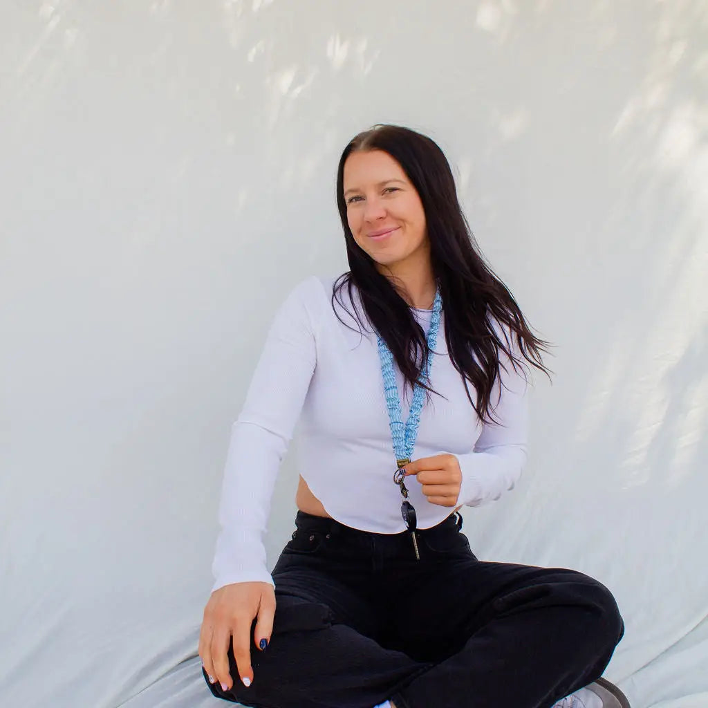 Blue Striped Lanyard