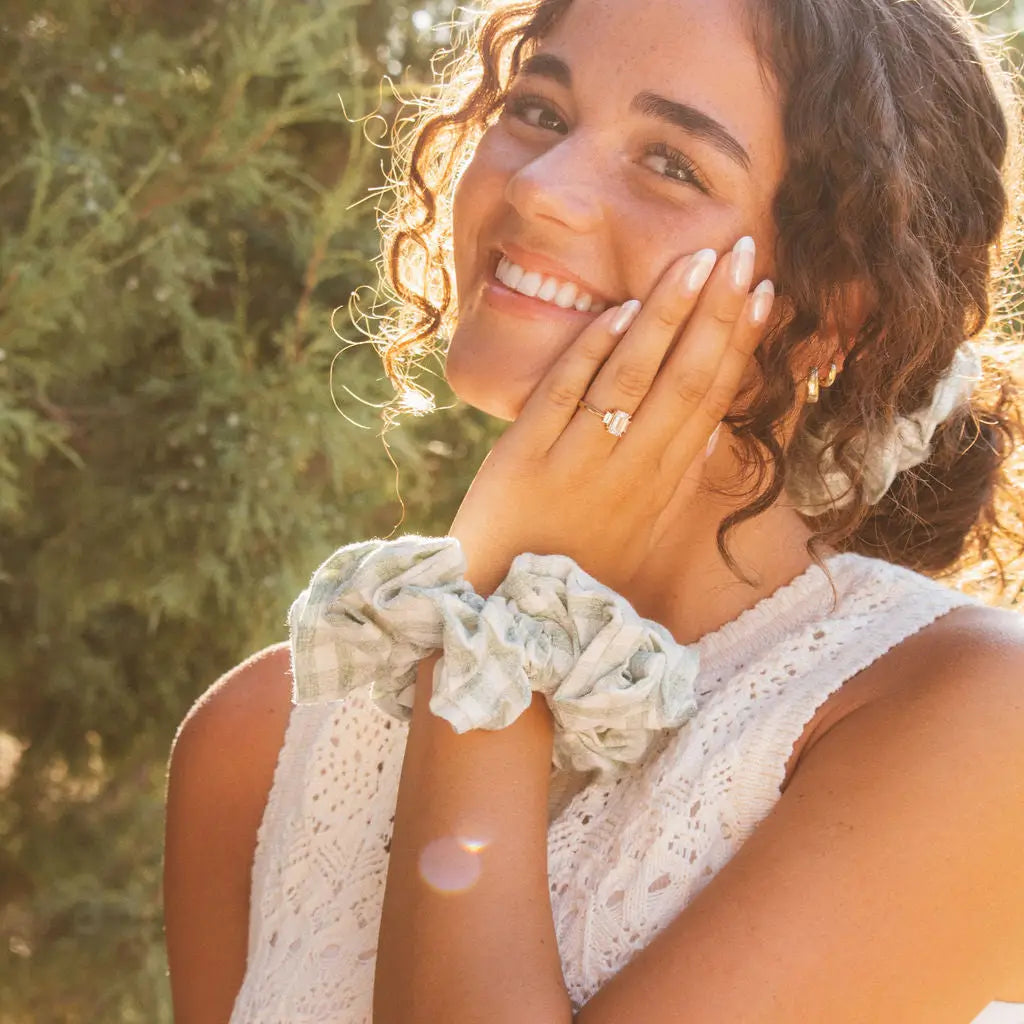 Sage Gingham Jumbo Scrunchie