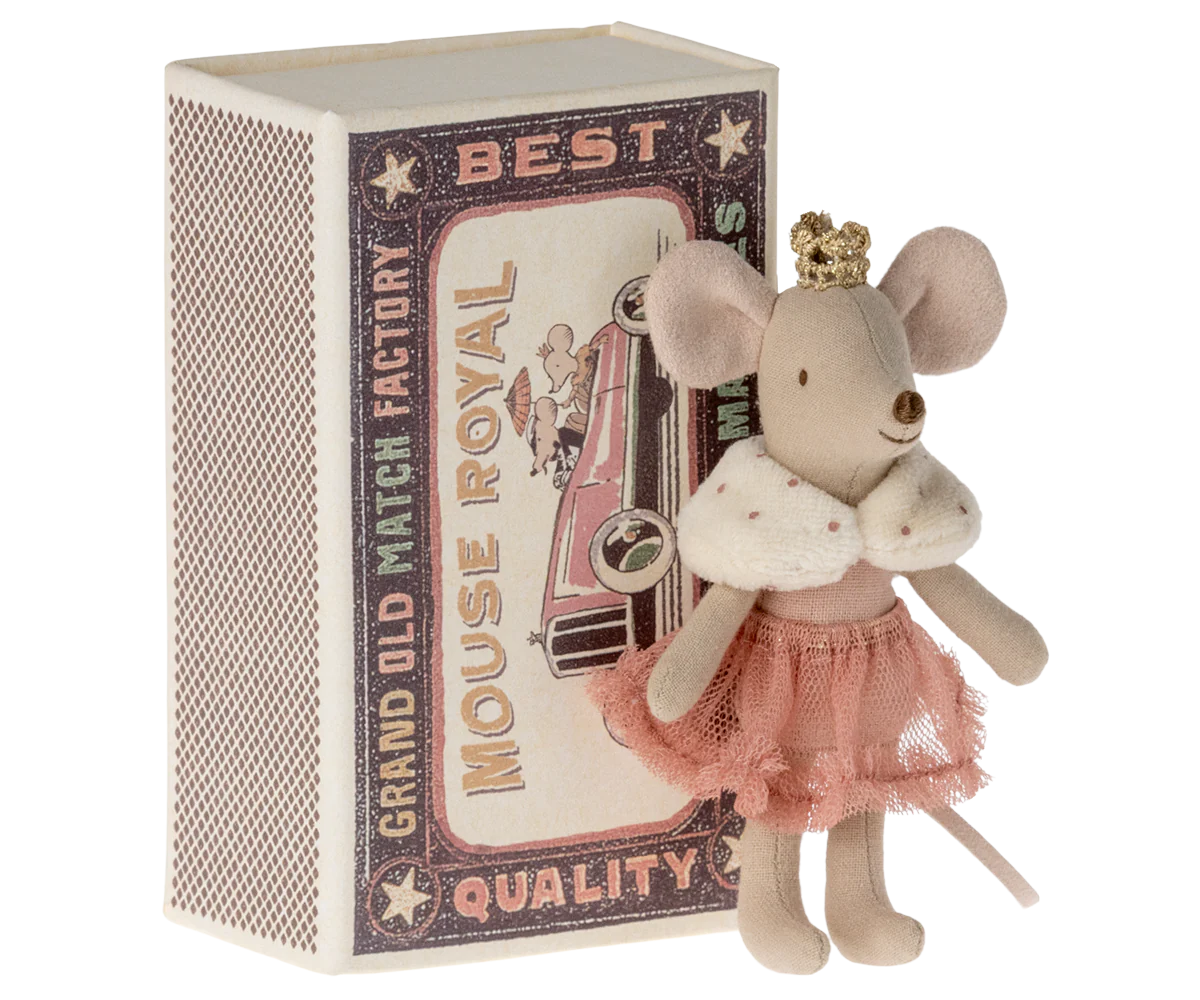 Maileg Princess mouse, Little sister in matchbox