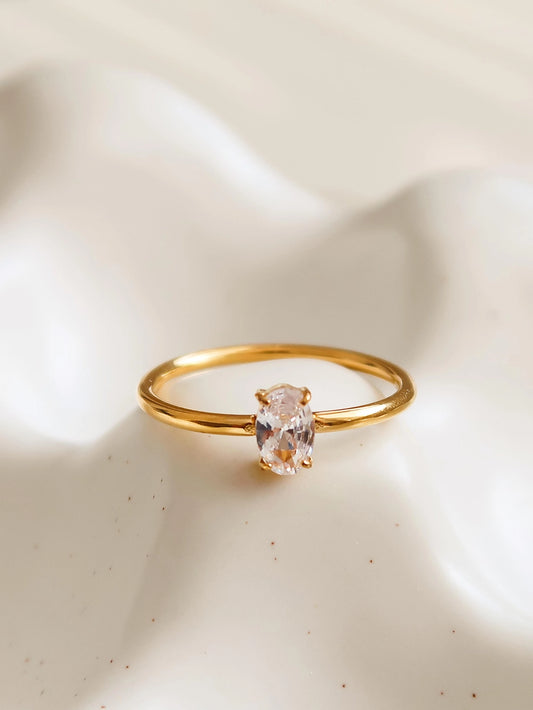 Boris 18K Gold Non-Tarnish Cz Square Thin Ring