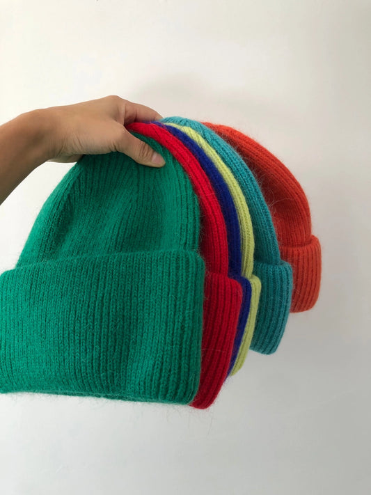 Royal Angora Wool Beanie - Emerald Green