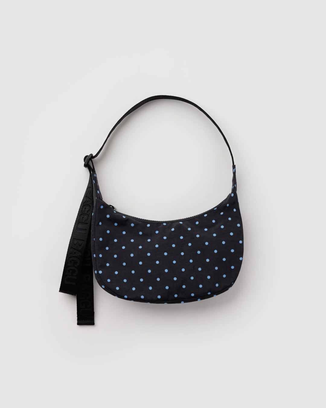 Black And Sky Blue Micro Dot Small Nylon Crescent Bag