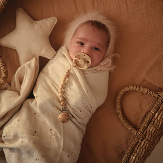 Organic Cotton Muslin Swaddle Blanket (Falling Stars)