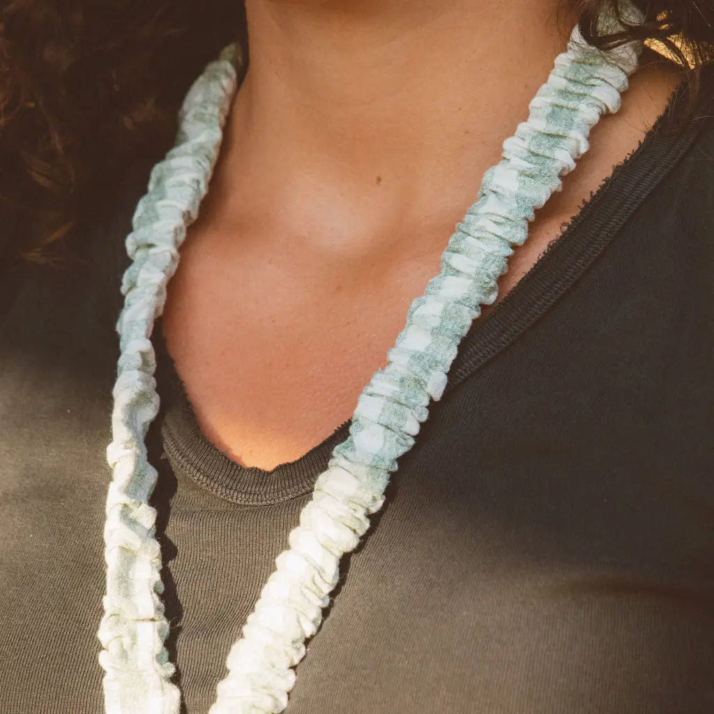 Sage Gingham Lanyard