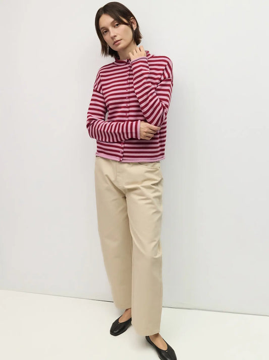 Lilac/Burgundy Cecelia Striped Cardigan