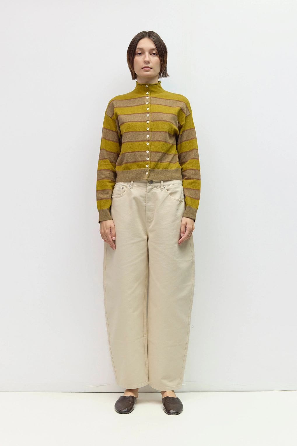 The Claude Cardigan - Chartreuse-Taupe-Brown