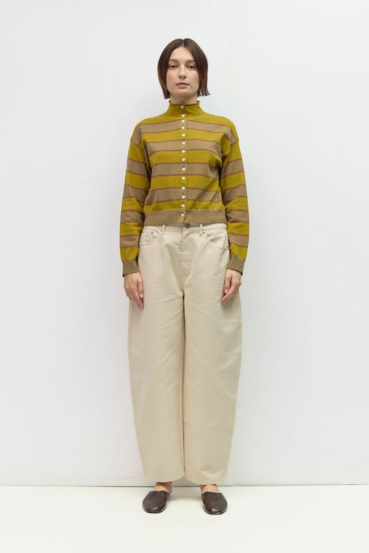 The Claude Cardigan - Chartreuse-Taupe-Brown