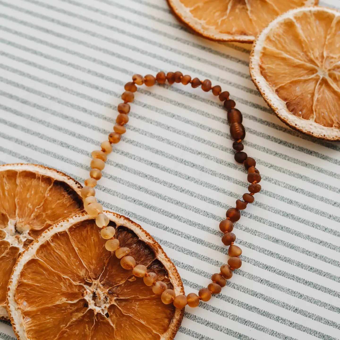 Raw Baltic Amber + Sunflower || Beaded Necklace ||