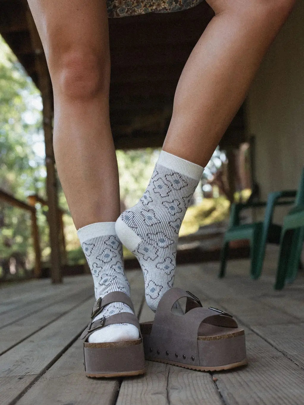 Retro Bloom Socks - Ivory