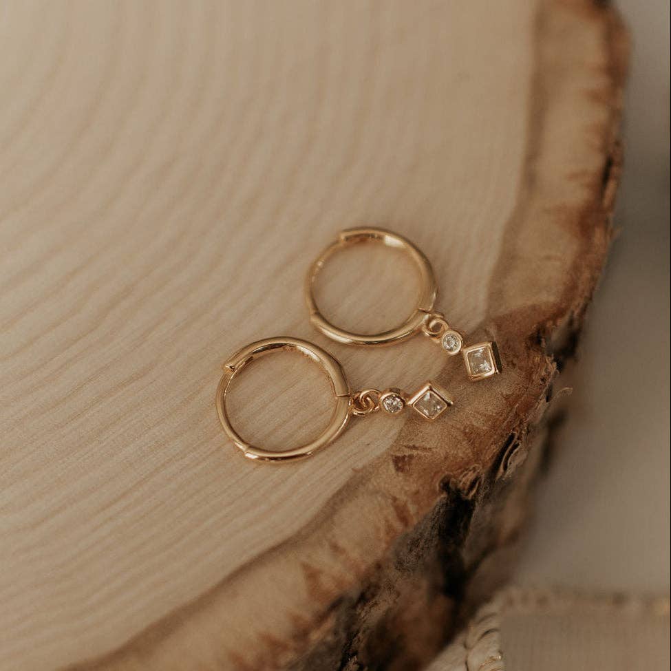 Willow Diamond Dangle Hoops