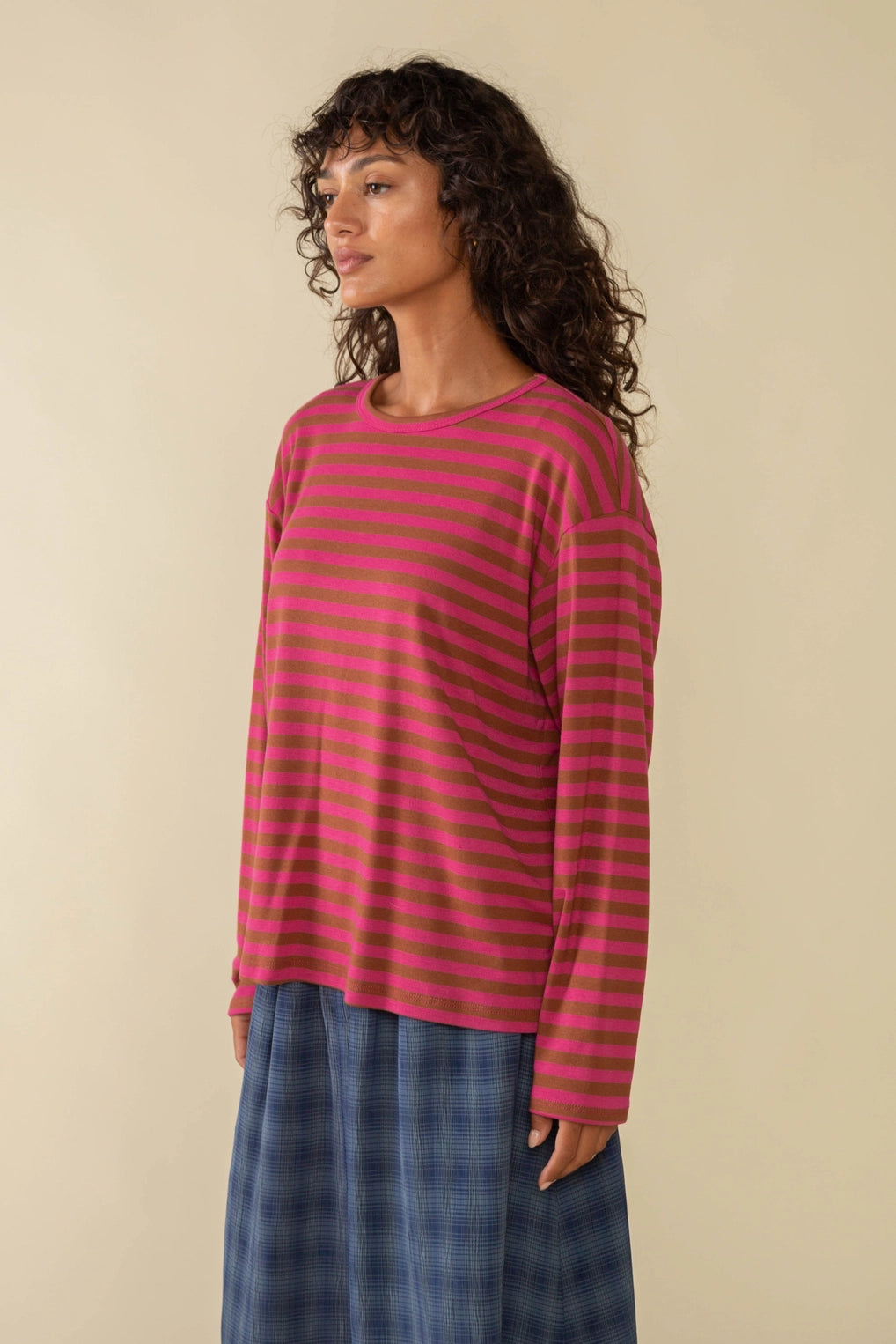 Culver Striped Rib Knit Long Sleeve Tee