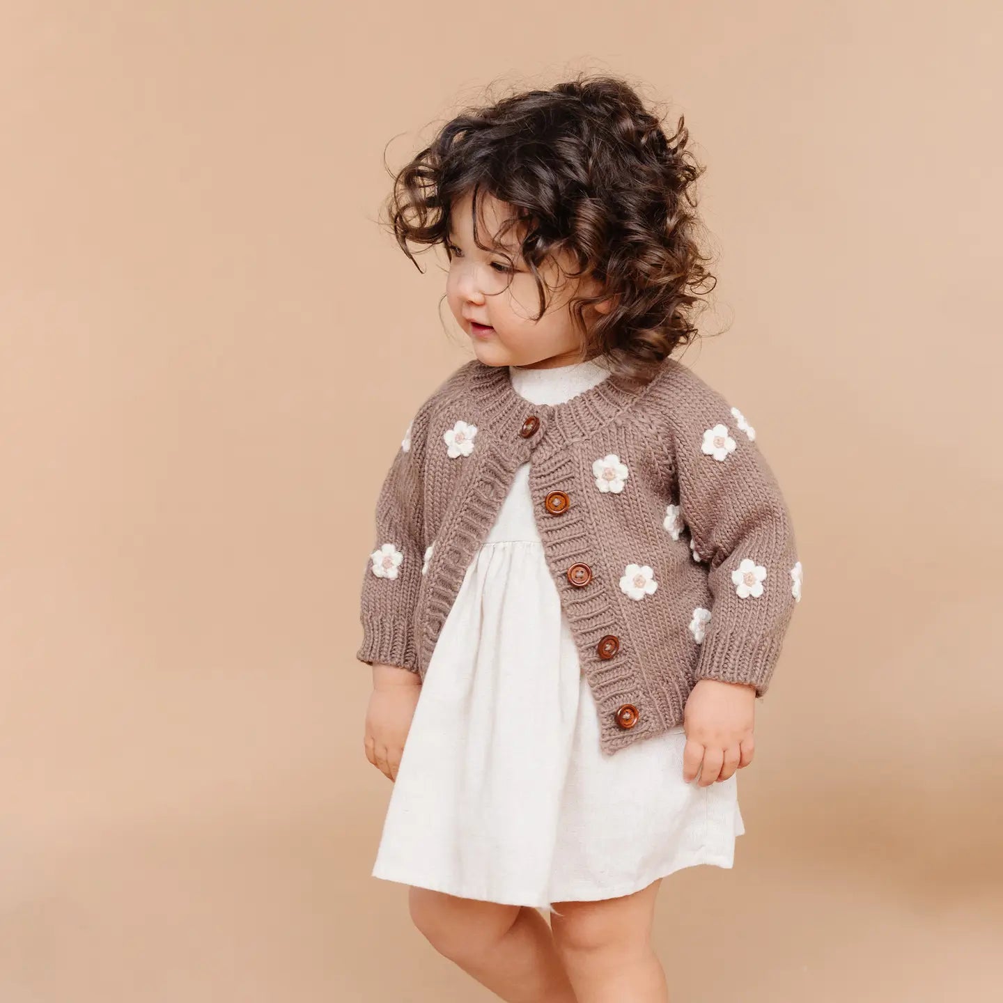 Flower Cardigan Tan Kids and Baby Apparel Sweater Spring