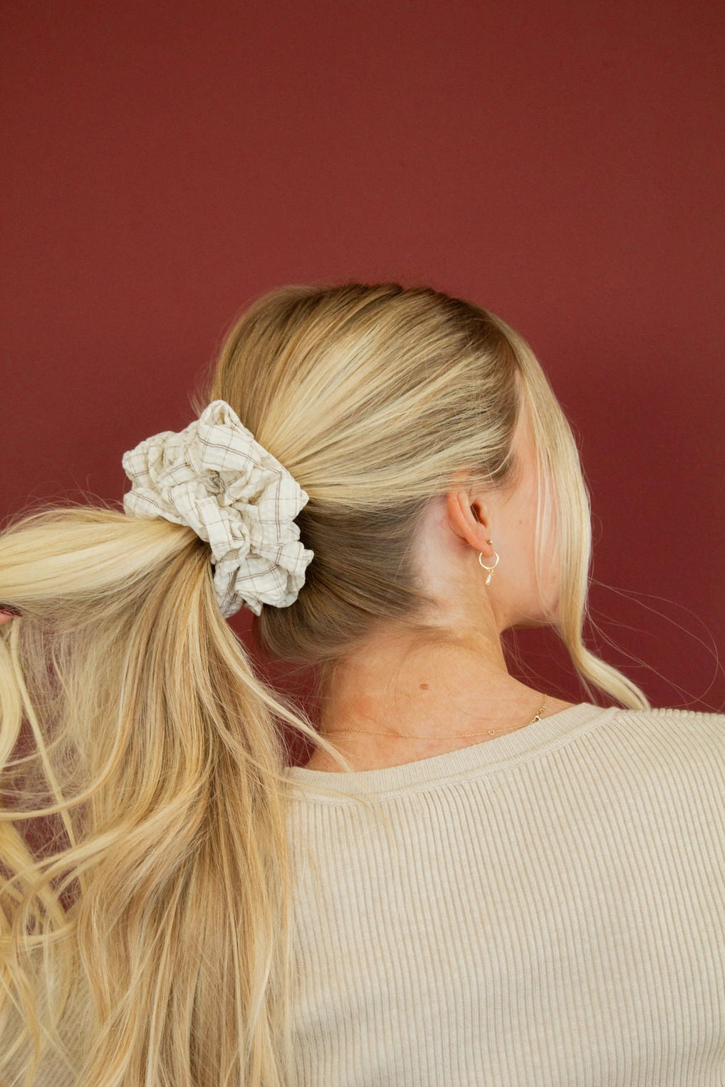 Andi Tan Gingham Scrunchie
