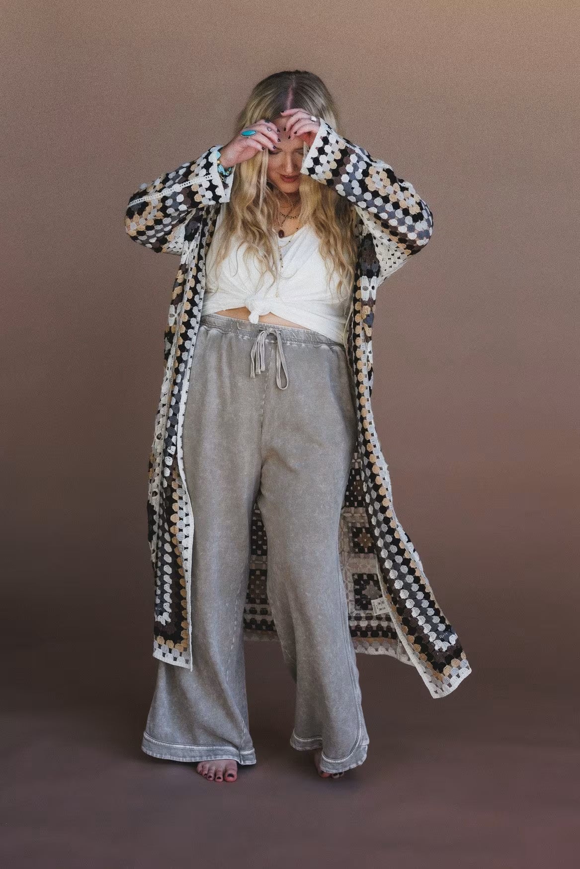 So Comfy Wide Leg Pant Cropped Length (Stone)