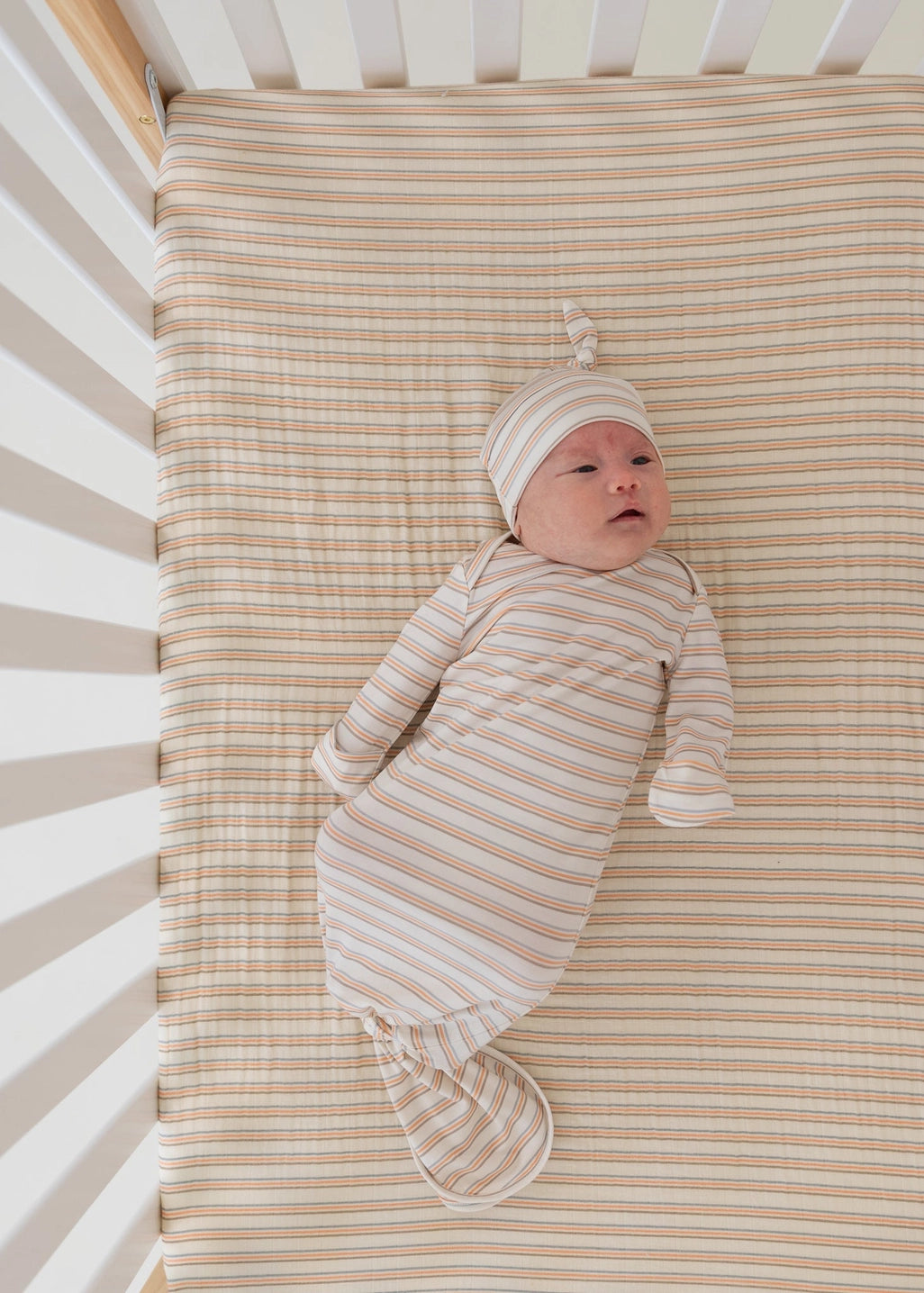 100% Cotton Muslin Retro Stripe | Crib Sheet