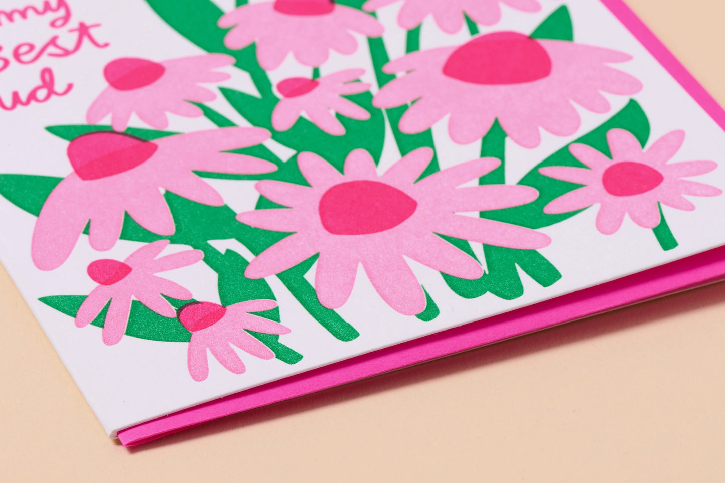 Best Bud Flowers Birthday Letterpress Greeting Card