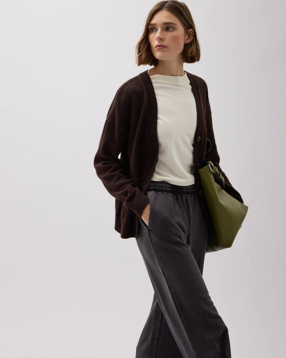 The Recycled Fleece Wide Leg Pant (Mineral Black)