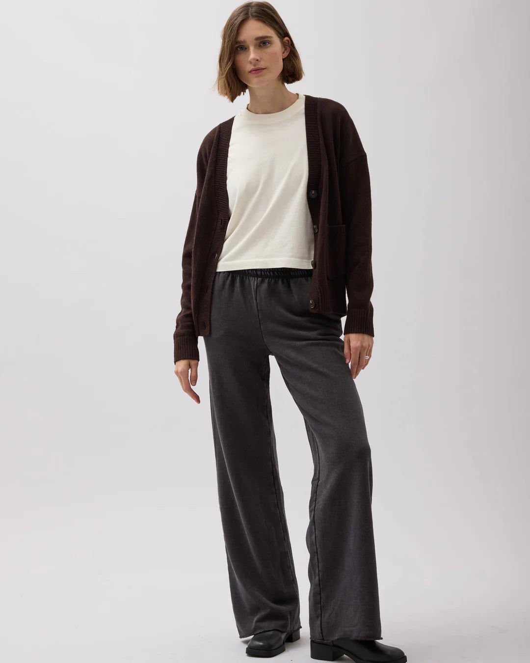 Women's Vintage Recycled Fleece Wide Leg Pant (Mineral Black)