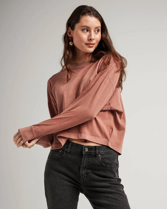 Relaxed Crop Long Sleeve Tee | Russet