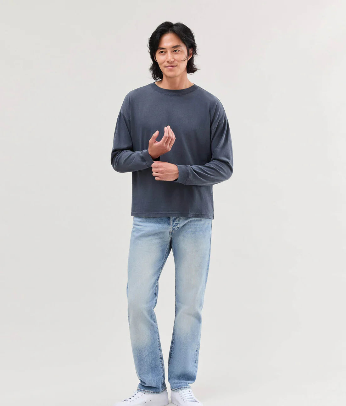 The Relaxed Long Sleeve Tee (Blue Steel)