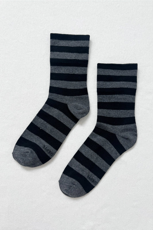Wally Socks (Charcoal Stripe)