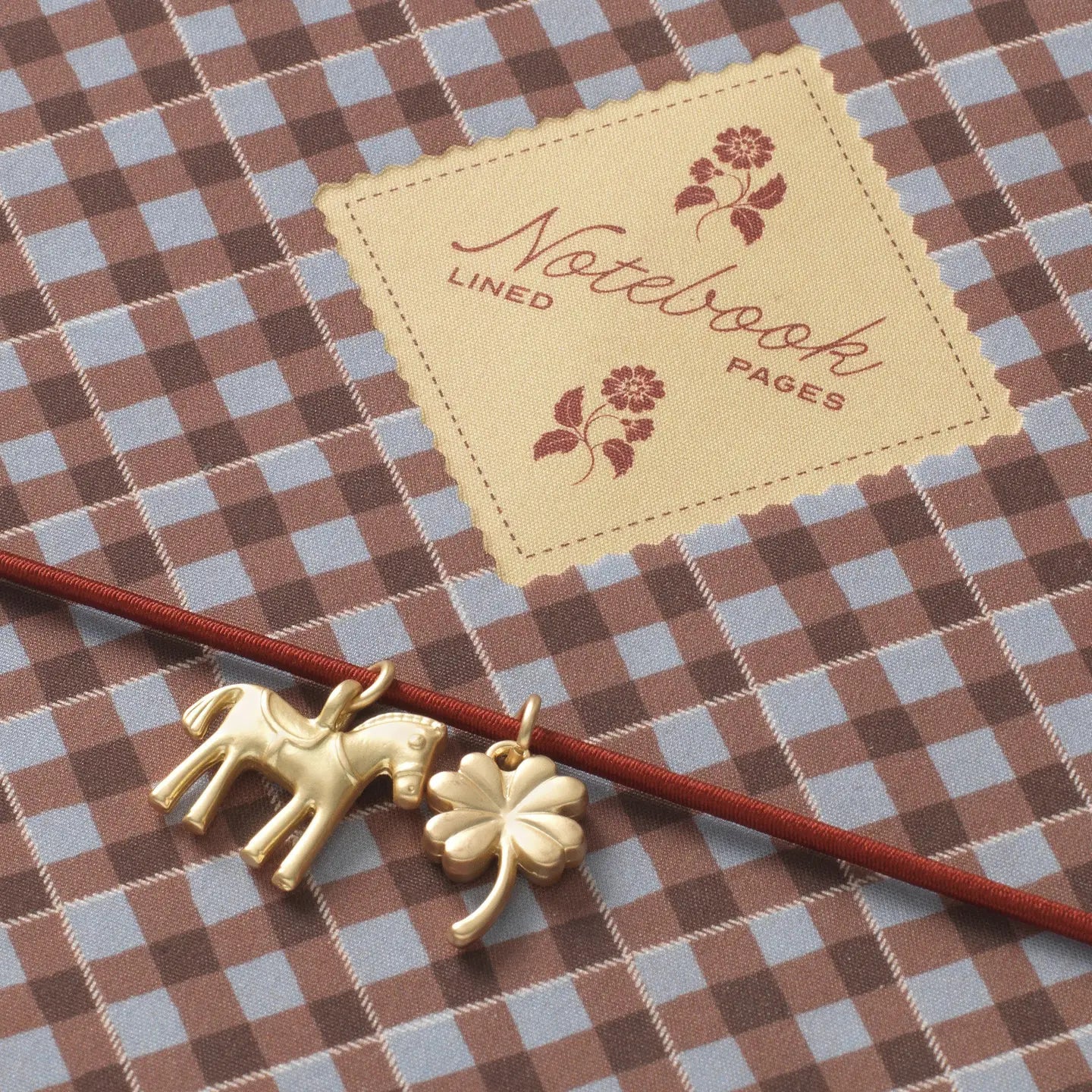 Fabric Lined Notebook, A5 Softcover - Petals & Plaid