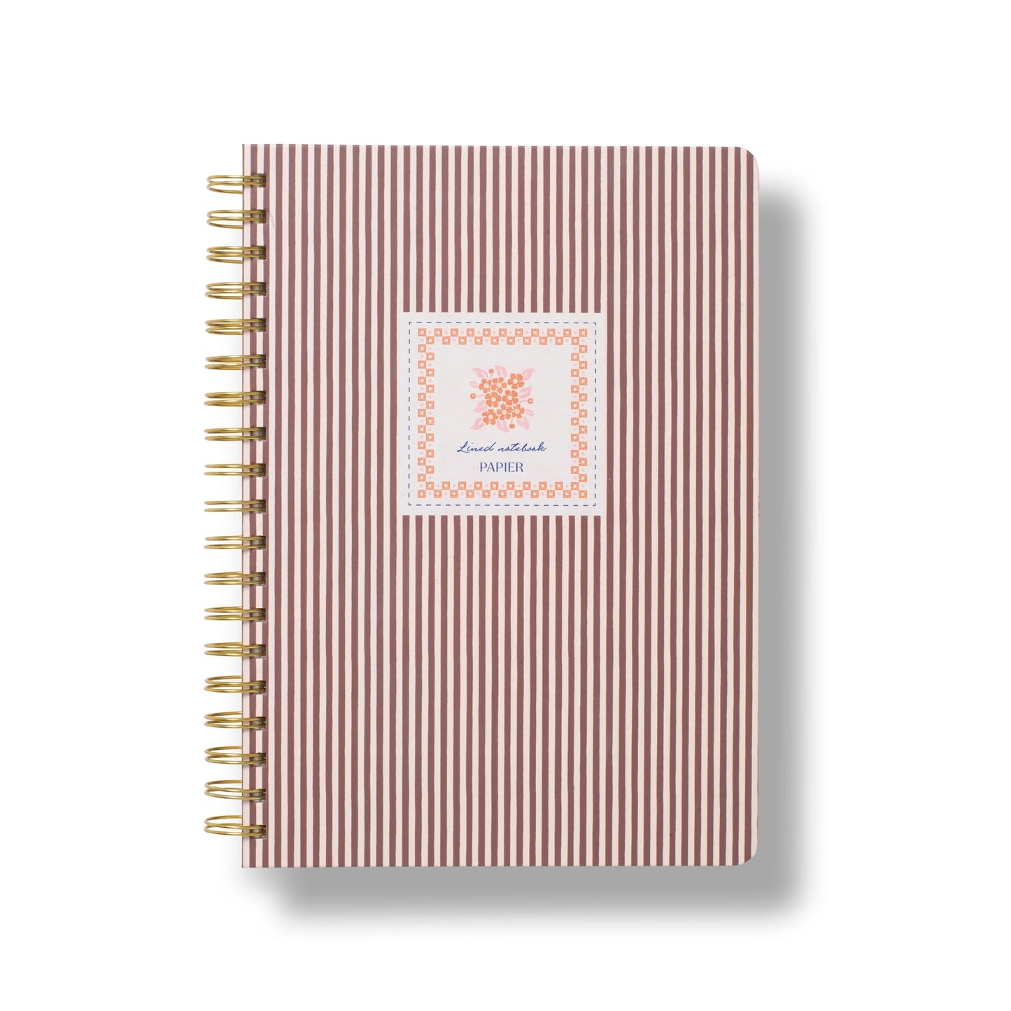 Lined Notebook, B5 Hardcover Spiral - Striped Bloom