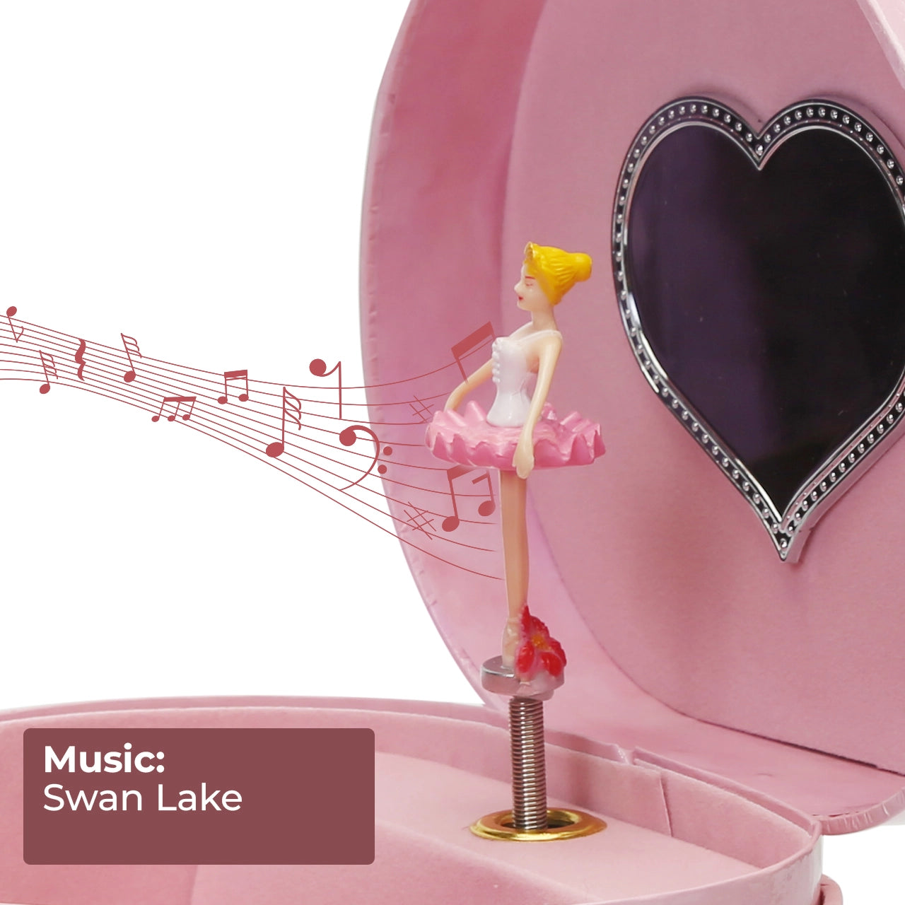 Heart Ballerina Jewelry Music Box