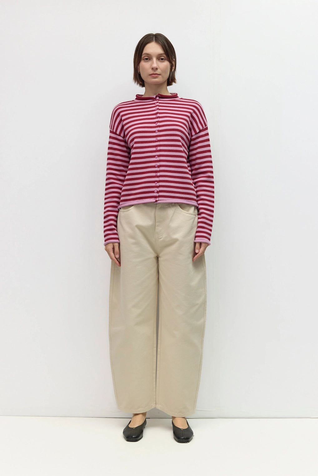 Lilac/Burgundy Cecelia Striped Cardigan