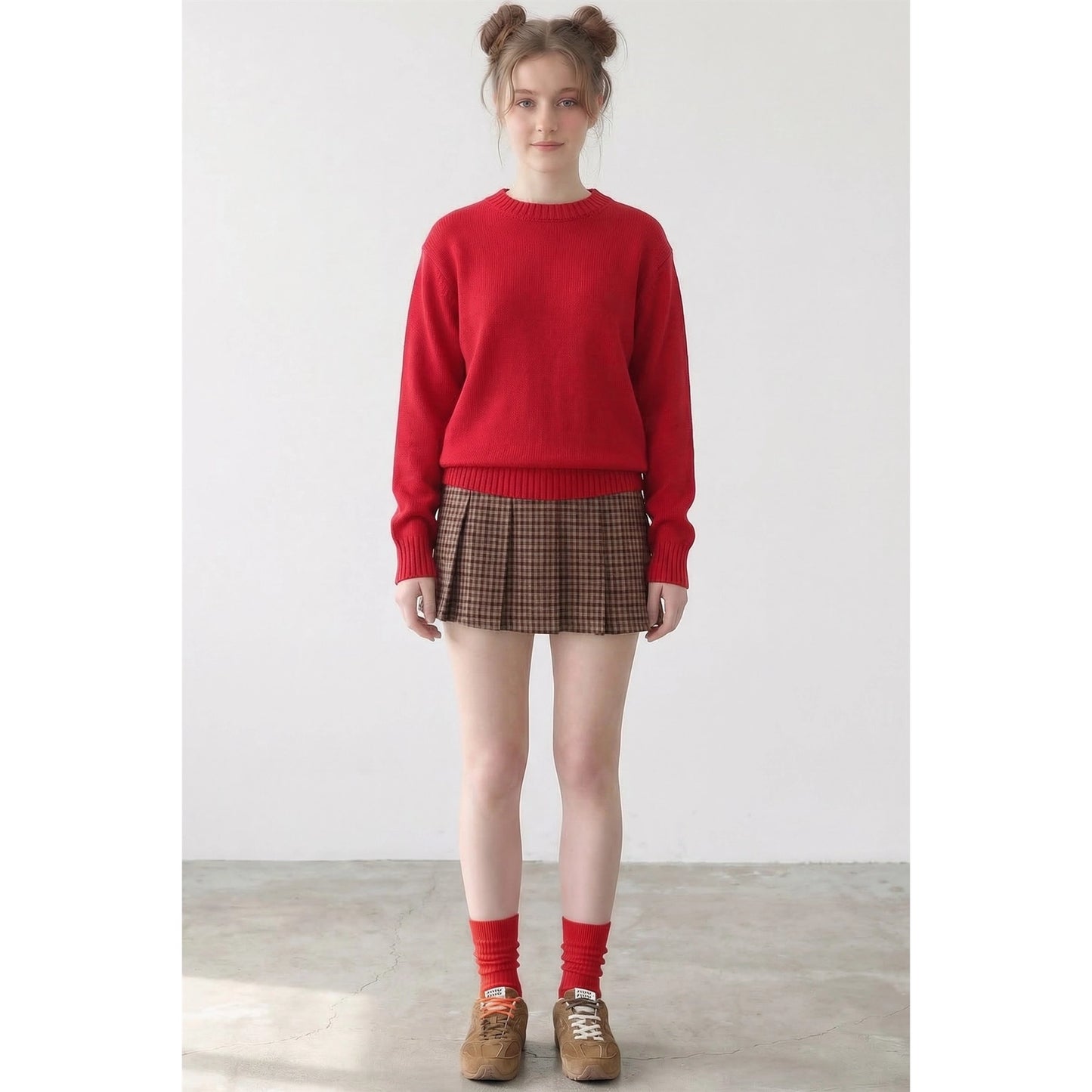 Red 100% Cotton Basic Sweater