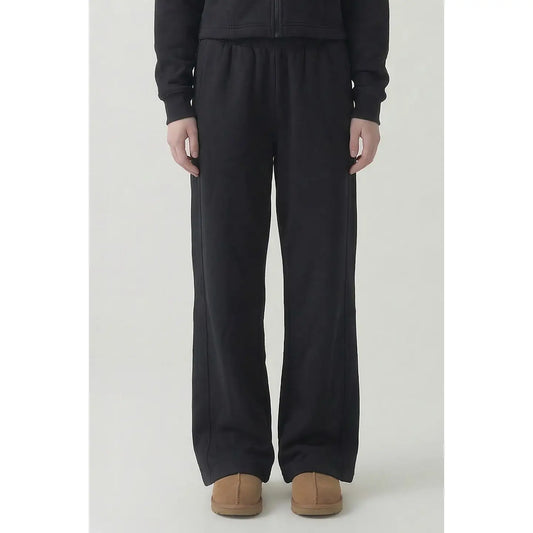 Pre Shrunk Cotton Terry Wide Pants - Vintage Black