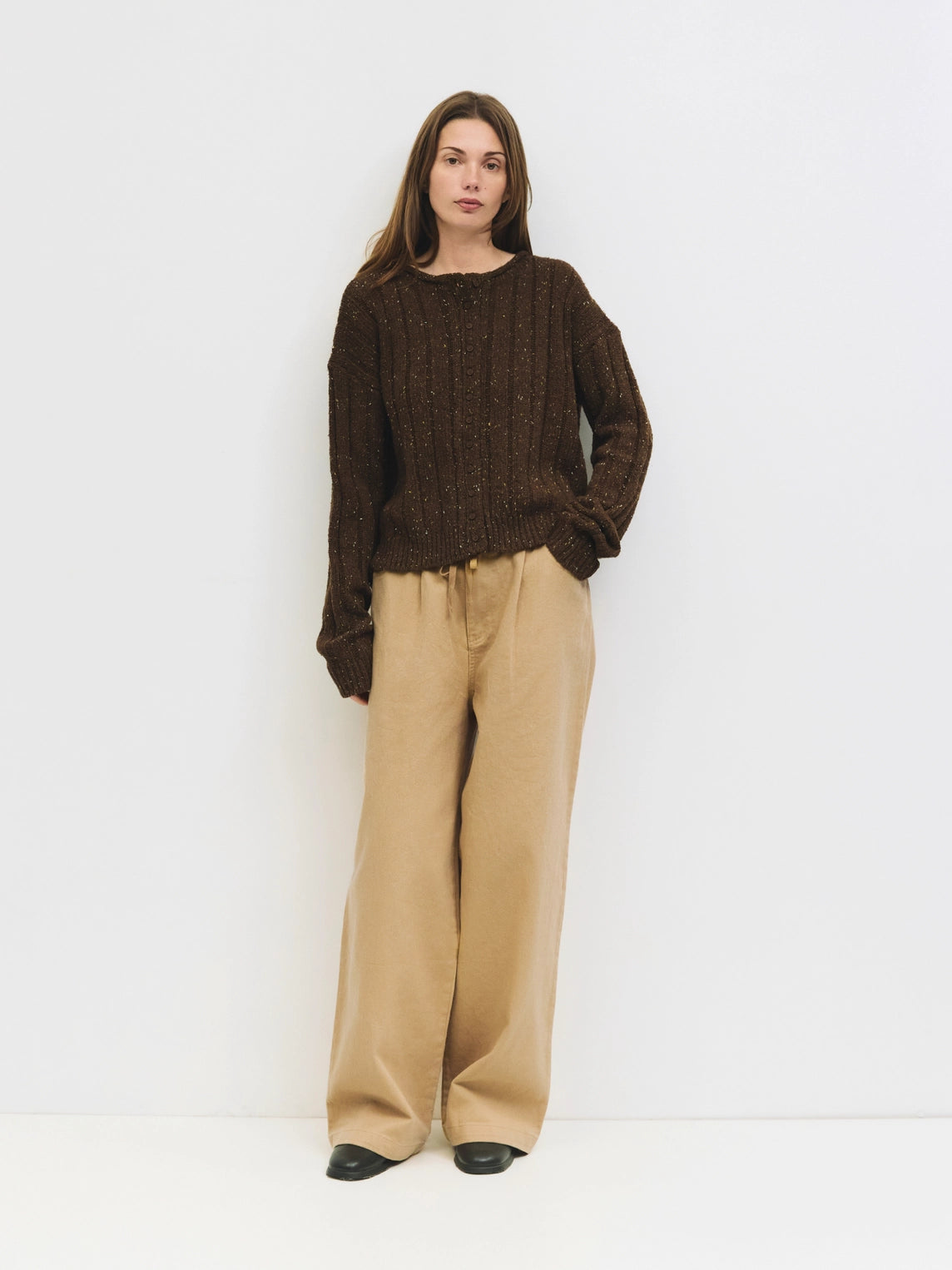 The Theodora Cardigan | Chunky Ribbed Cardigan - Brown