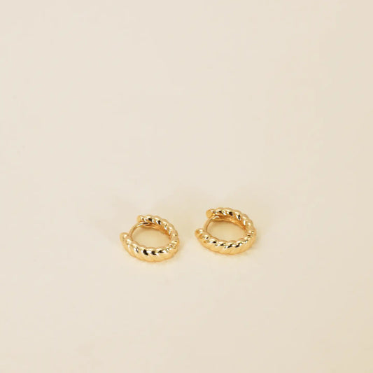 Small Channel Gold Hoop Earrings