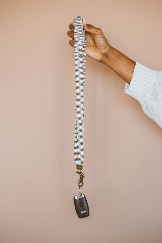 Brown Checkered Lanyard