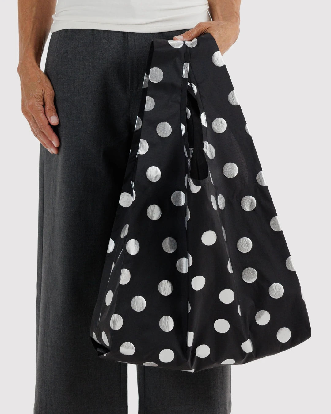 Silver Metallic Polka Dot Standard Baggu