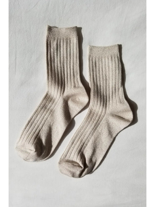 Her Socks - Modal Lurex (Ivory Gold)