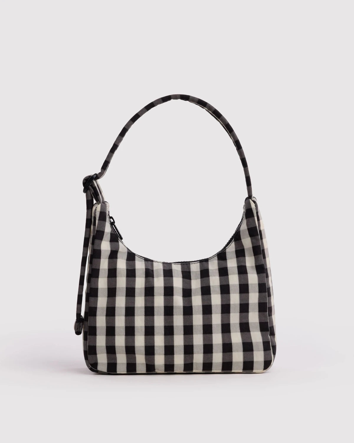 Black And Cream Gingham Mini Nylon Shoulder Bag