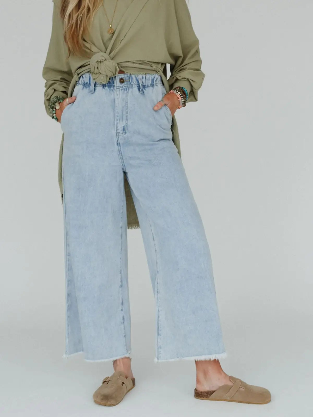 Simply You Wide Leg Jeans - Light Wash