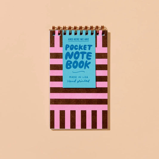 Pink Stripes Letterpress Pocket-Size Spiral Notebook - Made in USA